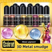 Resim 12'li Metalik Renkler Seti, Şişe başına 5ml, Yüksek Konsantrasyonlu Reçine Tutkal Rönesans Özü, DIY Reçine Boya El Sanatları Pigment Tonlayıcı Metalik Gradyan Boya Seti, - Kristal Epoksi Sıvı DIY Grafiti ve DIY Model Boyama için 
