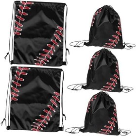 Resim 5 Adet Beyzbol Temalı Sırt Çantaları Erkekler Kadınlar Gençler Okul Seyahat Açık Hava Aktiviteleri İçin Bağcıklı Çanta Büyük Kapasiteli 