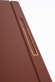 Resim Deri Kapaklı Masa Sümeni Taba Ahşap Detaylı 50x35cm 