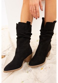 Resim Fox Shoes Siyah Süet Kadın Bot J404040002 