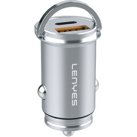 Resim Lenyes CA60 Mini Araç Şarj Aleti Hızlı Şarj Özellikli Dual Type-C + USB-A Portlu PD 45W Gümüş 