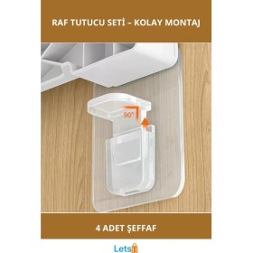 Resim Letsii Şeffaf Yapışkanlı Raf Tutucu Klips 4 Adet 