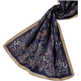 Resim Mim Eşarp Enba Etnik Desenli Soft Pamuklu Şal 75x190 Cm Lacivert - Gold 