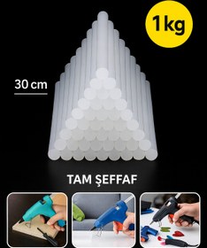 Resim yuenze Kalın Sıcak Mum Silikon Çubuk Kalın 1Kg 1.Sınıf Kalite (Tam Şeffaf) 