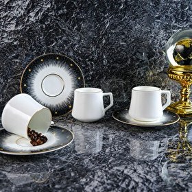 Resim Evaliza Diamond Double 6 Kişilik Kahve Fincan Takımı 130 ML 