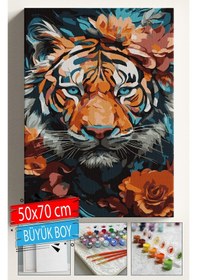 Resim Sayılarla Boyama Seti Numaralı Tuval Fırça Boya Dahil Kasnaklı Set 50x70 Cm - Rekli Kaplan 