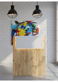 Resim Resital Ledli Karşılama Bankosu G-90 Cm Ofis Kasa Resepsiyon Masası Banko-003-6-1 