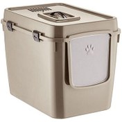 Resim Handor Üsten Kapaklı Kapalı Kedi Tuvaleti 57x39x43 - Bej 