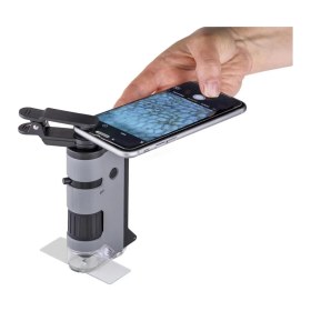 Resim Carson MP-250 Microflip 100-250X LED Işıklı Cep Mikroskobu Akıllı Telefon Digiscoping Adaptör Klipsl 