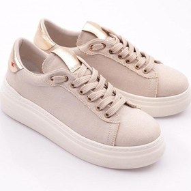 Resim Dgn Es1518 Kadın Kalın Taban Spor Ayakkabi Açık Bej Kot 