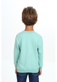 Resim Toontoy Kids Toontoy Erkek Çocuk Relax Fit Bisiklet Yaka Hafif Düşük Omuz Baskılı Sweatshirt - Tk24556 Yeşil 
