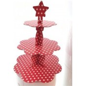 Resim Kırmızı Puantiyeli Cupcake Standı Kırmızı 