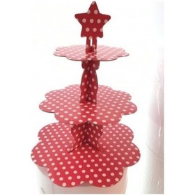 Resim Kırmızı Puantiyeli Cupcake Standı Kırmızı 
