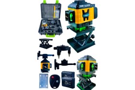 Resim Lieber German Alman 2 Akülü Otomatik Hizalama Lazer Metre 360 Derece Yatay Dikey Çapraz Kumandalı ve Çantalı 