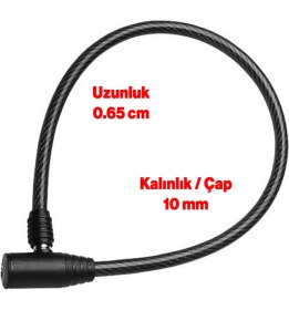 Resim Bisiklet Halat Zincir Kilidi 65 cm Çelik Kilit Çap 10 mm Ø Hırsız Önleme Güvenlik 1 Adet 