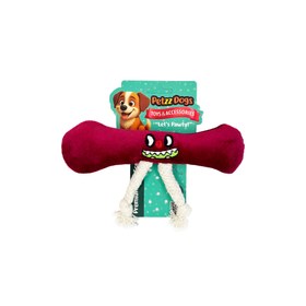 Resim PetzzDogs Fury Sesli Dayanıklı Peluş Köpek Çiğneme Oyuncağı Bordo 11x7,5 Cm 