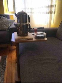 Resim Evnalia Tekerlekli Ahşap Ayaklı Tembellik C-sehpa Zigon Yan Koltuk Laptop Servis Sehpası Zigon 35x40 
