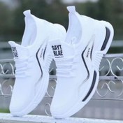 Resim Erkek ve Kadınlar için Nefes Alabilir File Sneaker, Kaymaz Kauçuk Taban, Yastıklı Konfor & Ayak Kapsamı (39-44) - Hiking, Spor Salonu, Koşu, Günlük Kullanım İçin Hafif Düşük Üstlü Sneakerler - Beyaz/Siyah Harf Baskı & Renk Blok Tasarımı 