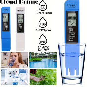 Resim Cloud Prime 3'ü 1 Arada Dijital Su Kalitesi Test Cihazı - İçme Suyu Safiyeti Testi için TDS, EC, Sıcaklık Ölçer, Beyaz/Mavi, Ev veya Ticari Mutfaklar için Doğru & Kullanımı Kolay, Su Kalitesi Testi | Çok Renkli Ekran | Abs Plastik Yapı, İçme Suyu Test Cihazları 