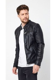 Resim Oliggopol Erkek Siyah Iç Cepli Slim Fit Deri Ceket Dvrdericeket05 Siyah 