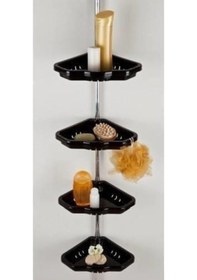 Resim Primanova Dört Gözlü Banyo Köşe Rafı Vidasız Montaj N17 Şeffaf Çok Renkli 