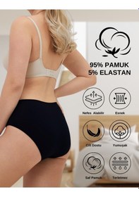 Resim Alya Underwear Kadın Pamuklu Bato Kesim Külot - 3 Adet Beyaz - 3'lü Paket Çok Renkli T01 