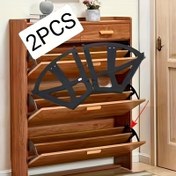 Resim 2 adet Ultra-İnce Ayakkabı Rafı Çıkarılabilir Kollar - Dayanıklı Plastik, Ev Ayakkabı Dolapları ve Dolaplar için Yerden Tasarruf Sağlayan Tasarım, Kolay Kurulum, Ayakkabı Depolama Organizatörü, Şık Metalik Bitiş, Sağlam İnşaat 