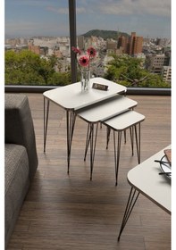 Resim Zigon Sehpa Kr Gümüş Krem Tel Siyah Ayak Krem 