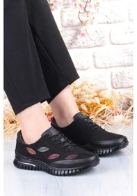 Resim Pepita 9406 Comfort Yumuşak Esnek Kauçuk Kaymaz Taban Hakiki Deri Kadın Ayakkabı Siyah 