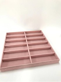 Resim MeGass Dekor Yerli Üretim Süet Kumaş Pembe Renk 38 Cm / 36 Cm Gözlük Sergileme Çekmece Içi Stand 