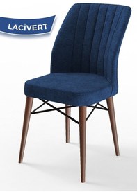 Resim Canisa Flex Serisi, Üst Kalite Mutfak Sandalyesi, 6 Adet Lacivert Sandalye, Gürgen Ceviz Ahşap Ayak Sandalye Lacivert Ayaklar Ceviz 