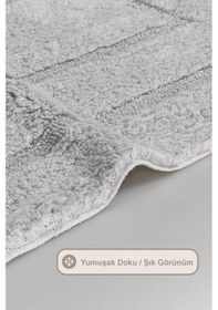 Resim Elart Solid Banyo Halısı Paspas Takımı Pamuklu 2 Adet 60x100 Cm Gri Gri 