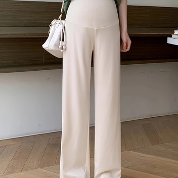Plus Beden Geniş Paça Hamile Pantolonlar - Yazlık Hafif Buz İpeği Yüksek Bel Karın Kontrollü Rahat Kesim Kadın Hamile Kıyafetleri, Konforlu Hamile Giyim