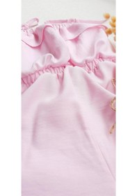 Resim Nar Çiçeği Kız Bebek Keten İp Askılı Tulum-Pembe 