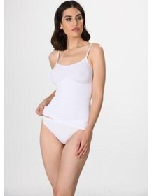 Resim Miss Fit Kadın Ince Ip Askılı Ripli Atlet Seamless Beyaz M-L Çok Renkli 