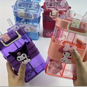 Resim Sanrio için for kuromi, Jelly, for My Melody için sevimli sızdırmaz su şişesi - Çift Pipet, Büyük Kapasite, Spor, Kamp ve Seyahat için Uygun 