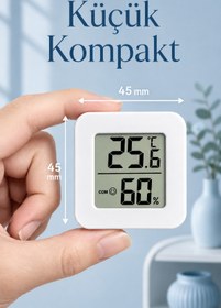 Resim Telvesse 4 Adet Mini Sıcaklık Nem Ölçer LCD Ekran Oda Termometre Duvara Takılabilen Masaüstü Higrometre Beyaz 