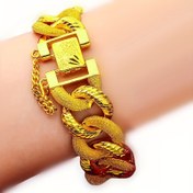 Resim Erkekler için 20mm Küba Zinciri Bilezik - 24k Altın Kaplama, Yılan Tasarımı ile Dokulu Bitiş, Tüm Mevsimler İçin Günlük Giyim, Hediye Ürün, Müzik Festivali Aksesuarı, Günlük Aksesuar | Dokulu Bitiş | Dayanıklı Bilezik 