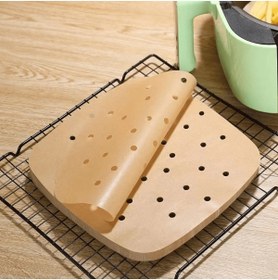 Resim Ardinyo 20 Adet Air Fryer Pişirme Kağıdı Tek Kullanımlık Yağ Geçirmez Kağıt Kare Delikli Model Hava Fritözü 