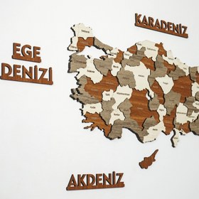 Resim Türkiye Siyasi Haritası - Ahşap 3D Harita, Ofis Duvar Dekoru - 75x33 cm 