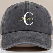 Resim Erkekler & Kadınlar için Calvin Ayarlanabilir Beyzbol Şapkası - Gri Yıkanmış Görünüm ile Altın "C" Logolu, Ayarlanabilir Uyum, Şehir Sokak Giyimi & Dış Mekan Kamp Seyahat Şapkası, Yumuşak Dokulu 