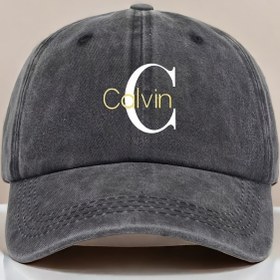 Resim Erkekler & Kadınlar için Calvin Ayarlanabilir Beyzbol Şapkası - Gri Yıkanmış Görünüm ile Altın "C" Logolu, Ayarlanabilir Uyum, Şehir Sokak Giyimi & Dış Mekan Kamp Seyahat Şapkası, Yumuşak Dokulu 