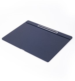 Resim Deri Kapaklı Masa Sümeni Lacivet Krom Detaylı 50x35cm 