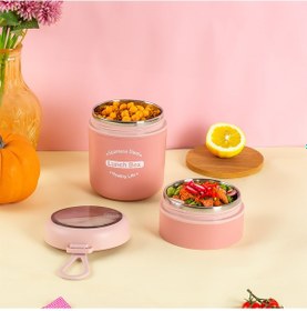 Resim Porsima 66720 Çelik Yemek Termosu Lunch Box Yemek Kabı Pembe 710m 