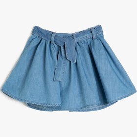 Resim Kız Bebek Beli Bağlamalı Jean Etek 