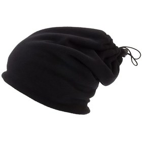 Resim Unisex Siyah Şapka Bere Olabilen İpli Polar Boyunluk Siyah 