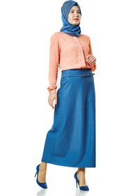 Resim SORALLİNE Kadın Mavi Kalem Etek 90 cm 