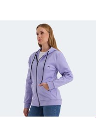 Resim Slazenger KATYA Kadın Fermuarlı Kapüşonlu Cepli Lila Sweatshirt 