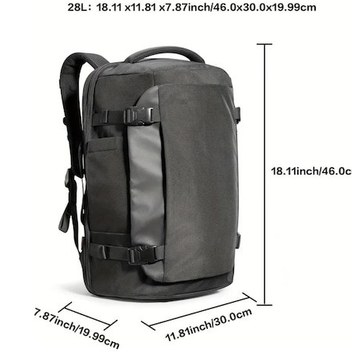 Fochsia Siyah 28l Seyahat Sırt Çantası Kabin Bagaj Hafif İş Gezi Sırt Çantası Siyah