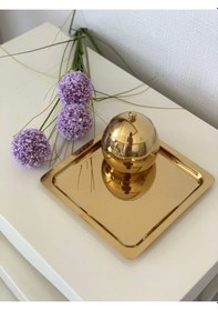 Resim Shinehomedecor Kare Gold Tepsi 21*21 Kare 